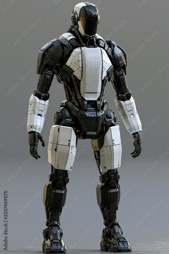 Fototapeta premium 近未来的な人型ロボットの全身像を高精細に写し出したリアリスティック写真