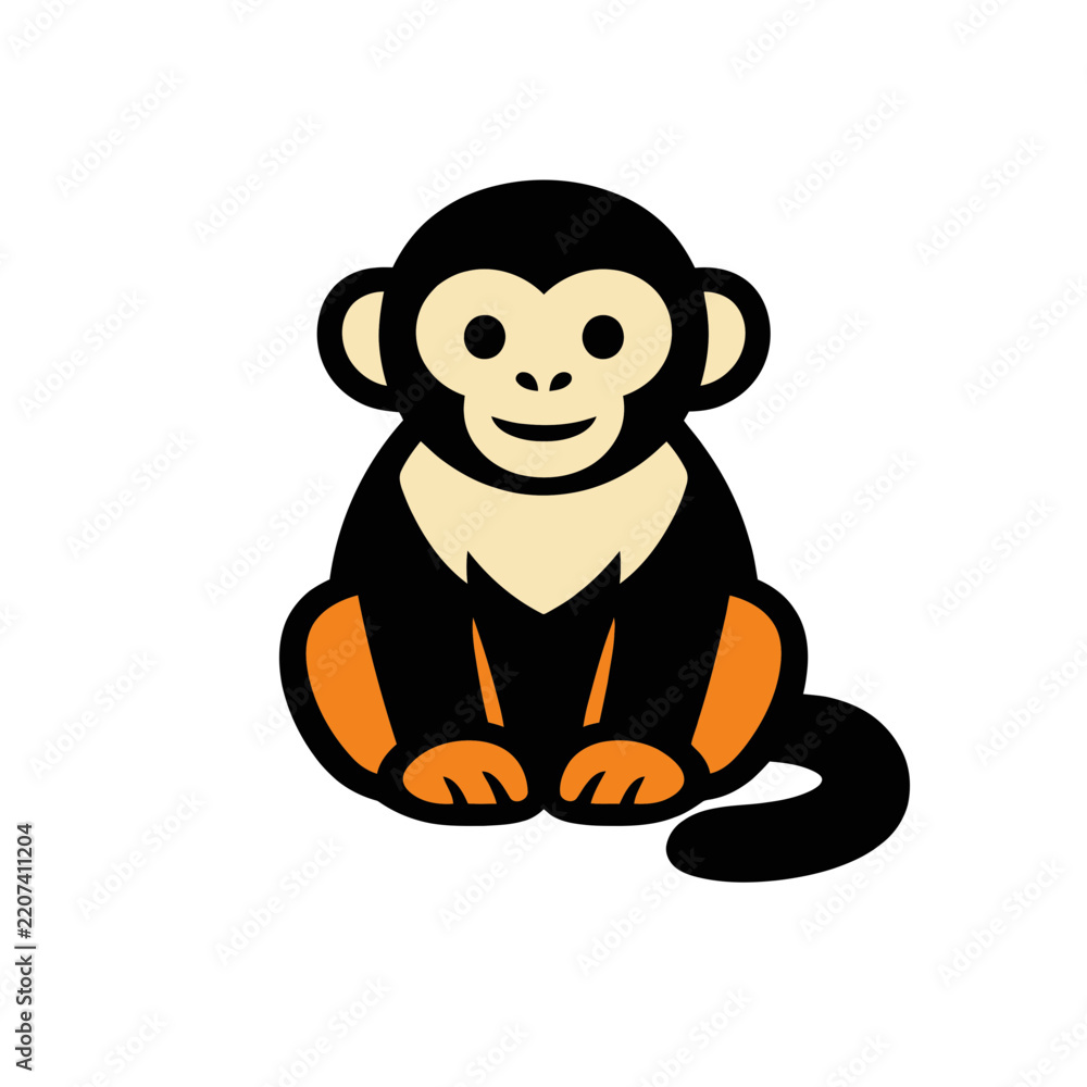 Fototapeta premium Minimalist Capuchin Monkey Mascot Logo Design