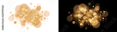 Obraz na plátně A dense cluster of soft gold bokeh circles glows in a warm blur in PNG, Transpar