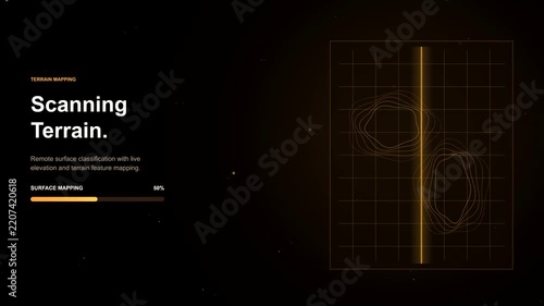 HUD scan graphic animation with digital terrain mapping