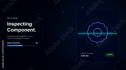 Digital UI animation of component inspection with scanning laser
