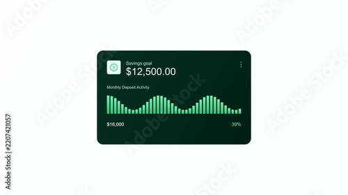 Animated financial savings goal chart with growing progress