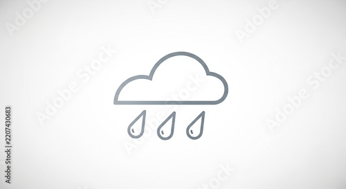 Simple weather icon of a rain cloud with raindrops.