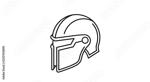 Simple black line art of medieval knight helmet.
