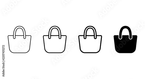 Shopping Bag Icons, Tote Bag Vector Graphics, Retail Carryall Symbols, E-commerce Accessory Icons