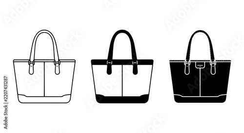 Tote Bag Vector Icons: Black, White, and Silhouette Styles for Fashion and Retail