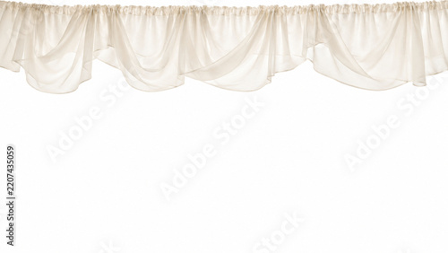 Soft Ivory Sheer Curtain Valance Isolated on White