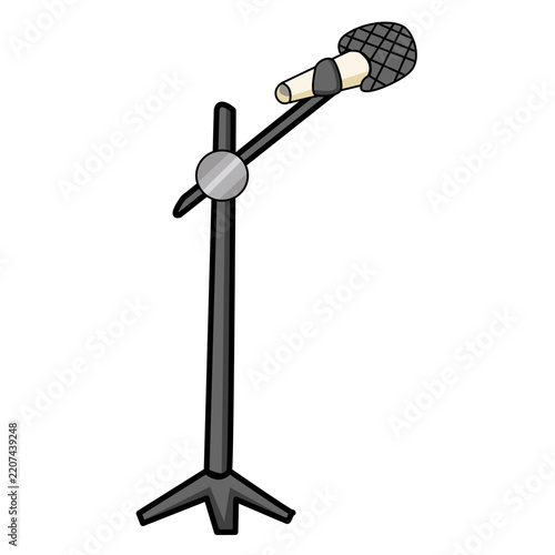 Hand Drawn Illustration of a Microphone on a Stand