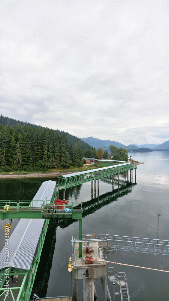 Fototapeta premium Cruise Ship Gangway at Icy Strait Point Alaska USA