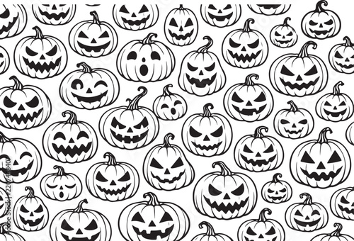 Seamless Halloween Jack O Lantern Pumpkin Vector Pattern