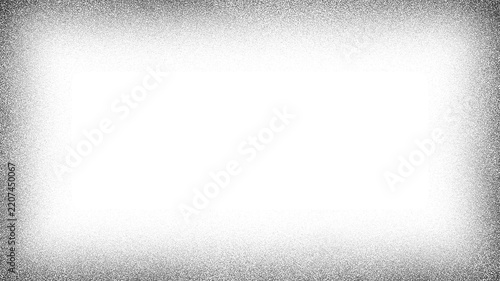 Black and White Vignette Frame Border Overlay with Soft Film Grain Texture and Isolated Center