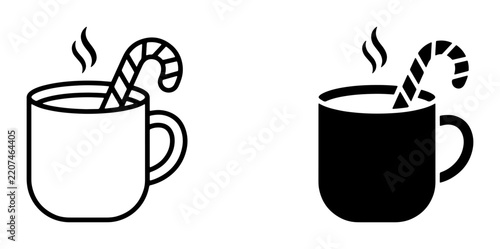 Hot chocolate mug with candy cane silhouette for logo
