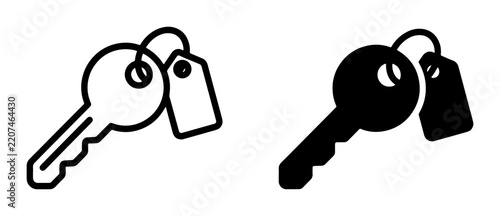 Key with tag silhouette for logo or sticker