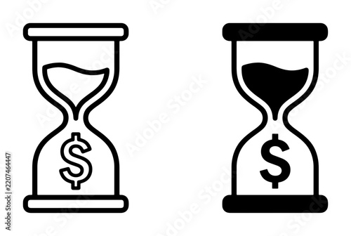 Hourglass with dollar sign silhouette for business logo
