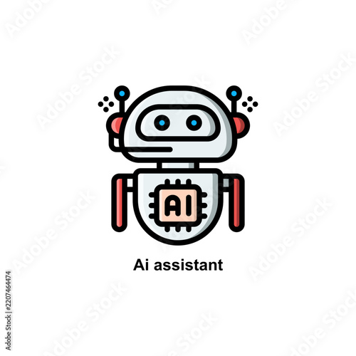 Ai assistant robotic ai agent outline colored icon