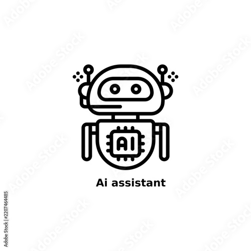Ai assistant outline icon and illustration