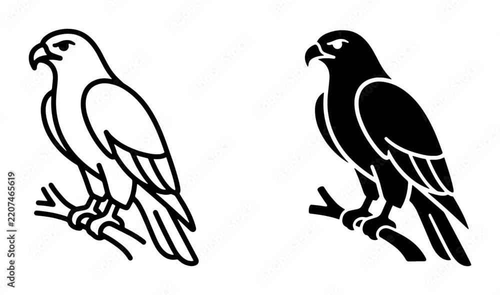 Fototapeta premium Eagle silhouette perched on a branch for logo