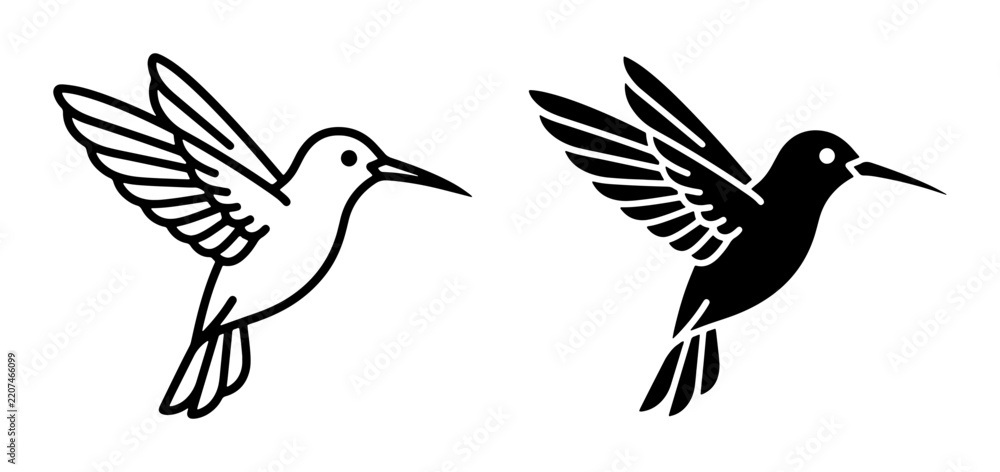 Fototapeta premium Hummingbird silhouette for logo element or sticker