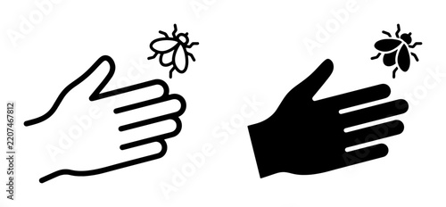 Obraz na plátně Hand swatting fly silhouette for pest control logo