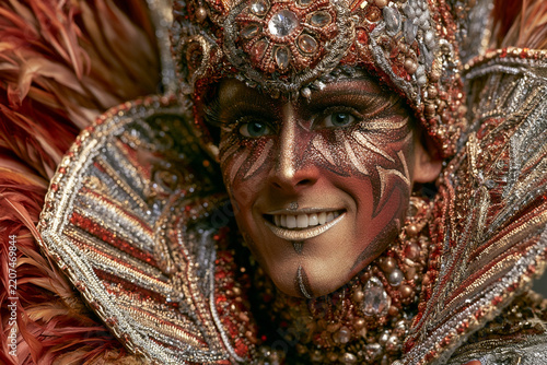 Carnival Performer in Opulent and Elaborately Decorated Costume