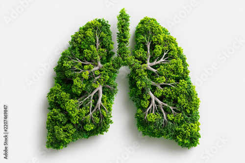 Green Tree Lungs in Forest – Health and Environmental Sustainability Concept