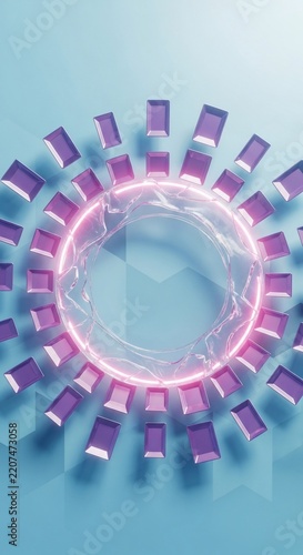 Ethereal Bloom: Luminescent Petals on Icy Geometric Plains