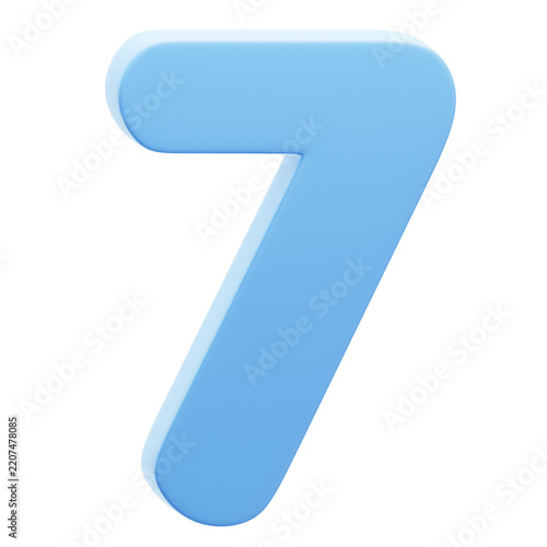 3D Blue Number Seven
