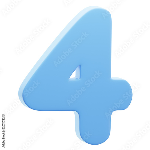 3D Blue Number Four