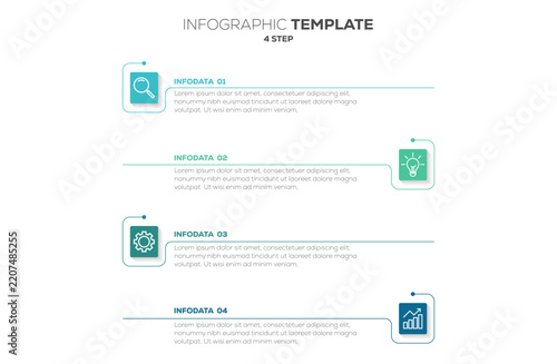 4 steps infographic template design for presentation slide.  Horizontal line with rectangle shape. Vector illustration