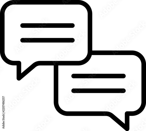Speech bubbles outline icon representing online chat, forum discussion, customer support and messaging