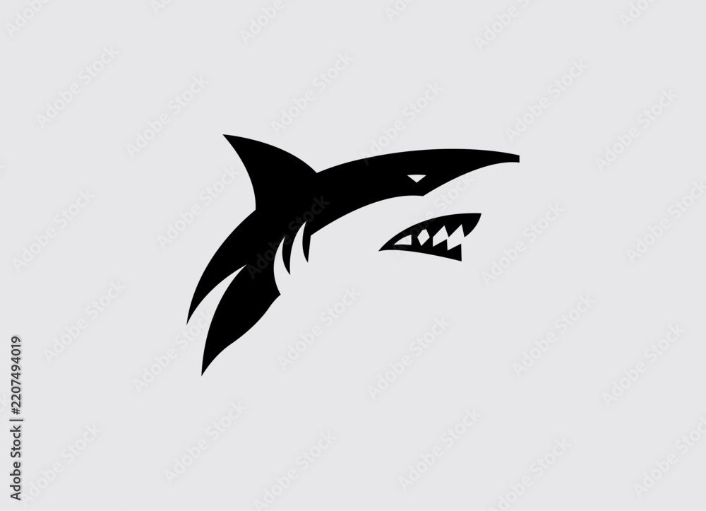 Fototapeta premium Aggressive Shark Silhouette Logo Design