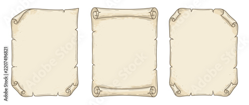 Vintage Scroll Paper Templates, Isolated on Transparent Background