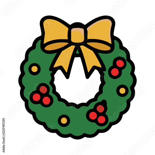 Decorative Wreath with Bow and Ornaments for Holiday Celebration