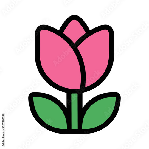 Delicate Pink Tulip Blossom Surrounded By Fresh Green Leaves In Nature