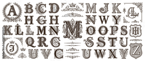 Ornate Alphabet Letters Collection Isolated Transparent Background