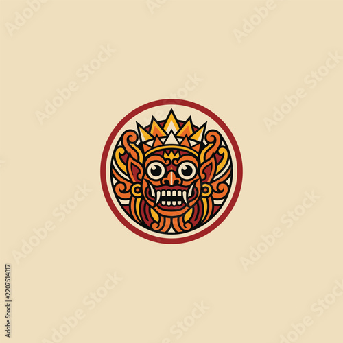 Mask bali logo style icon design template vector illustration