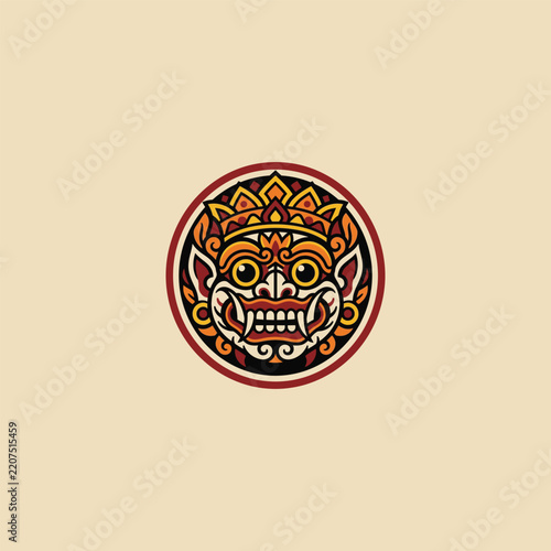 Mask bali logo style icon design template vector illustration