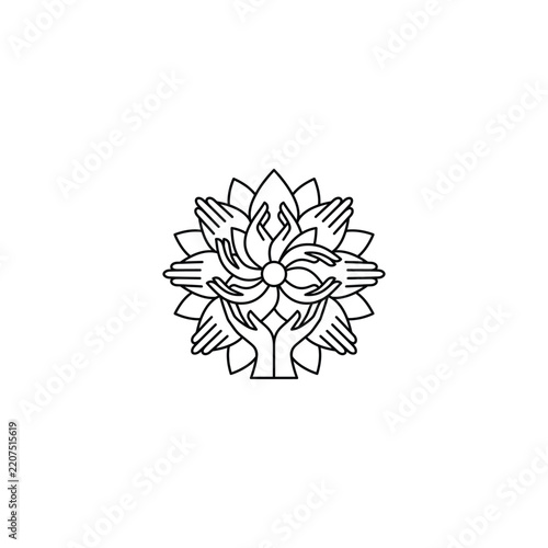 Hand lotus logo style icon design template vector illustration