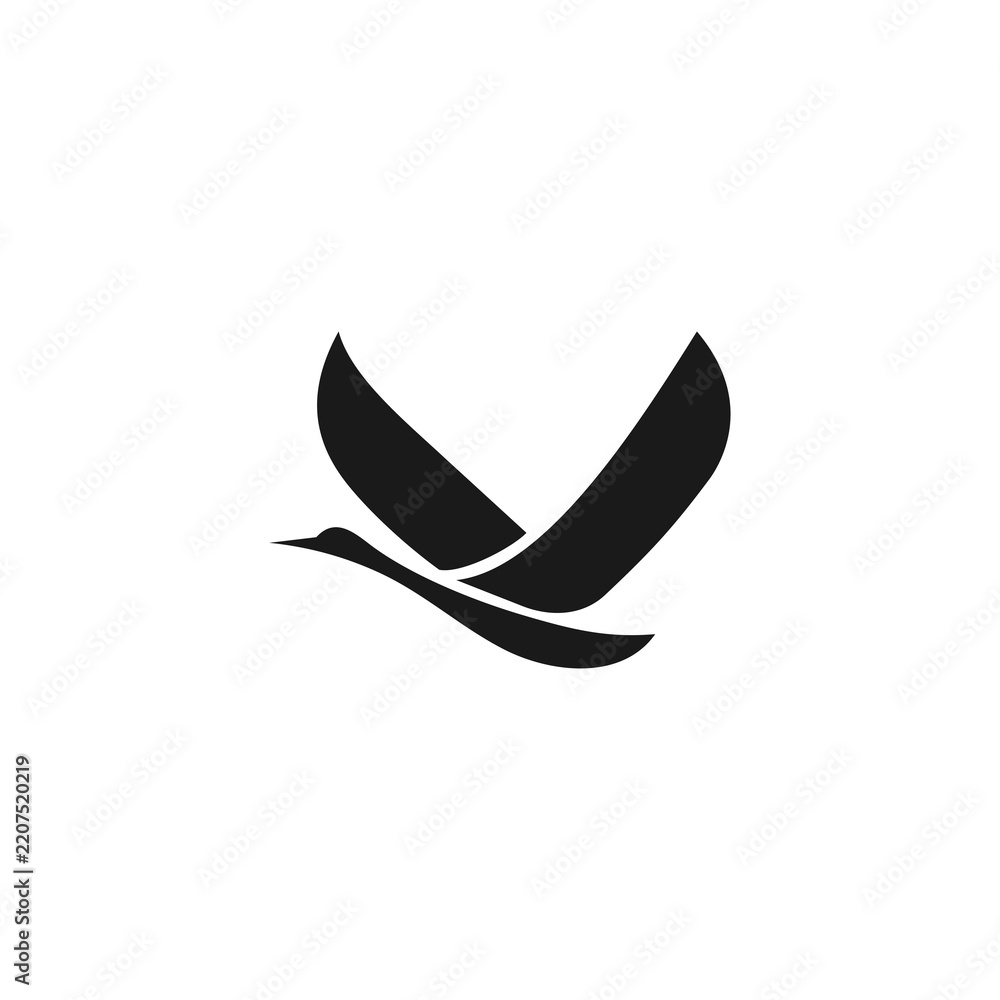 Obraz premium Stork Bird Letter V logo