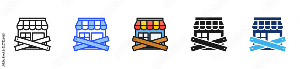 Fototapeta premium Business Closure Icon Set Collection With Multiple Styles