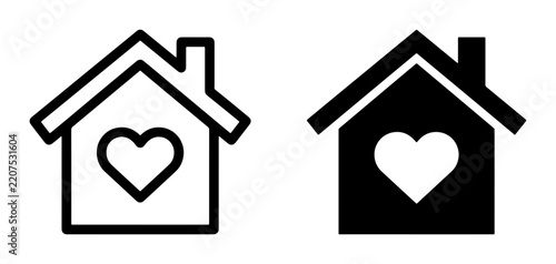 House with heart silhouette for logo or icon