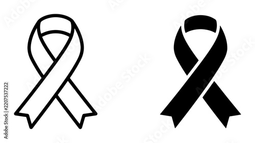 Ribbon icon set with awareness and support symbols for charity