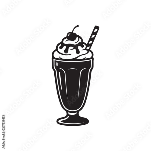 Milk shake silhouette icon vector flat design