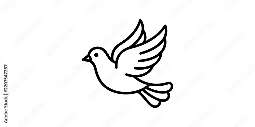 Fototapeta premium Dove bird icon illustration for concepts about peace and freedom.
