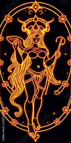 Virgo icon with meticulous lines and precision symbols, astrological, ||meticulous
