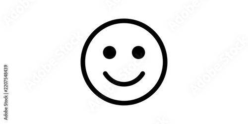 Obraz na plátně Happy face icon in black outline for positive emotion and joy.
