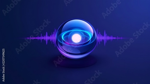 Glowing sound wave sphere digital audio concept with technology