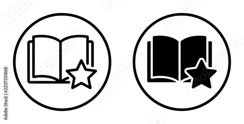 Book with star icon, glyph for education