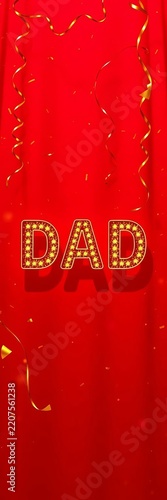 Glowing red background with golden confetti and 