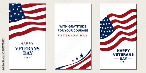 Veterans Day celebration graphics template set for posters and cards, Honoring Those Who Served, vector illustration